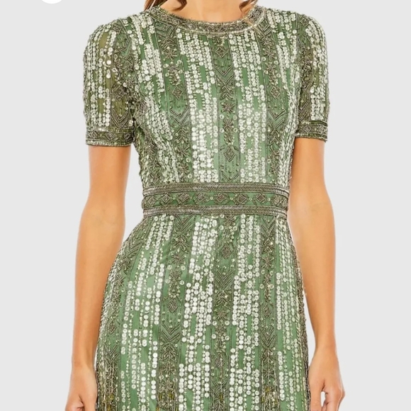 Mac Duggal Green Crystal Fringe Dress ✨💚 - Picture 2 of 3